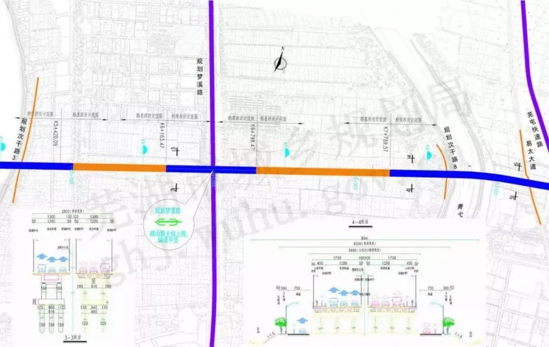 规划中的梦溪路南延段与峨山路东延相接