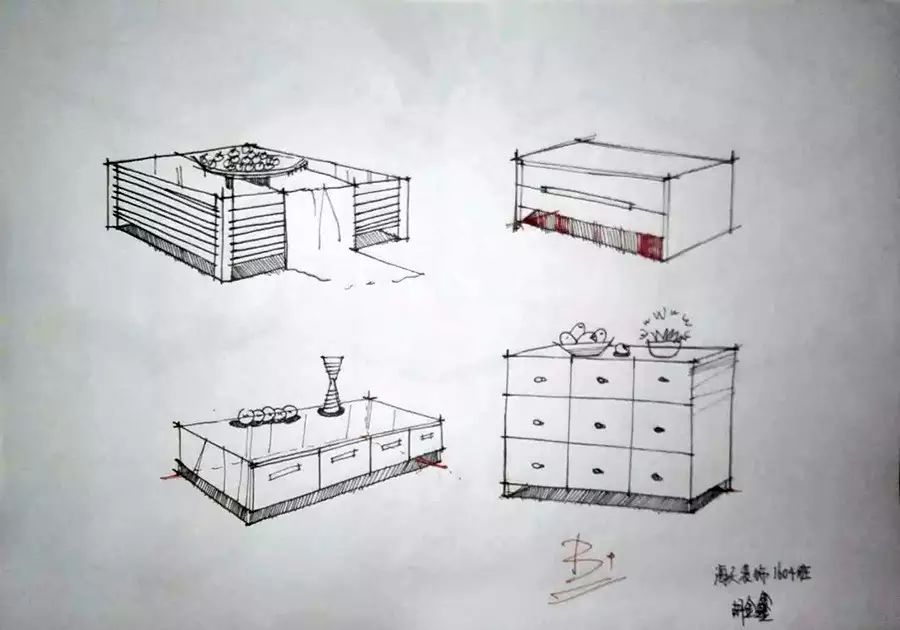 设计欣赏∣室内手绘单体表现技法作品赏