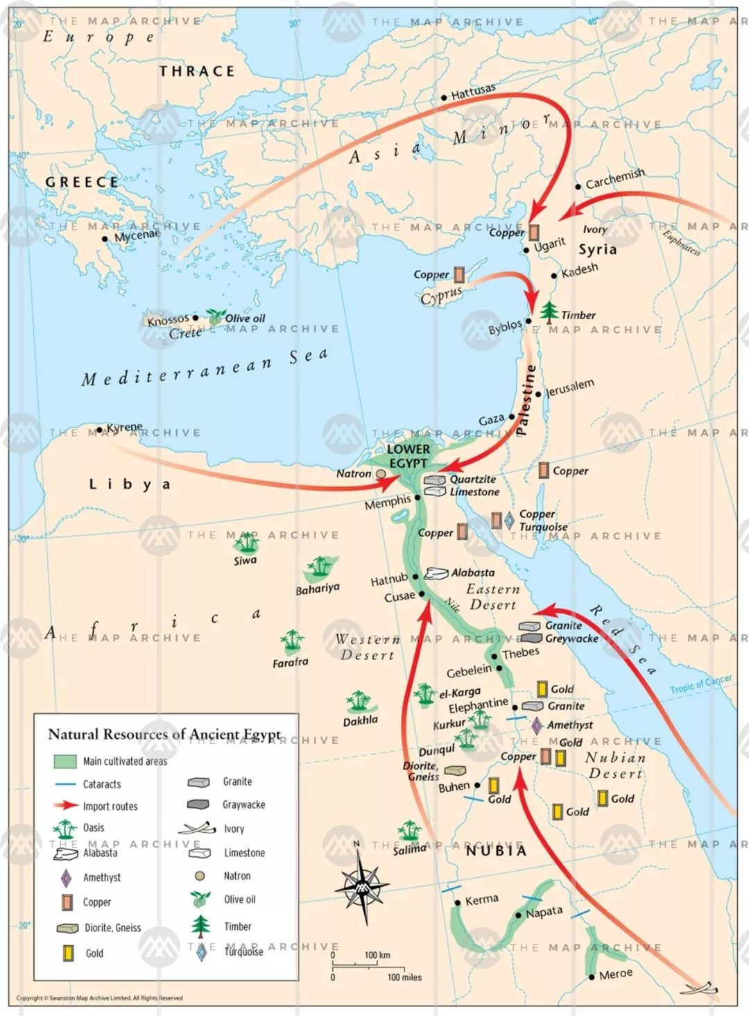 近东地区的资源分布和埃及的进口路线图片