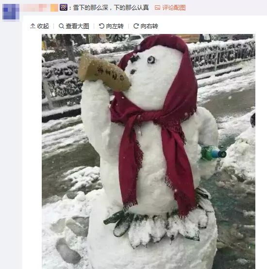 雪下的认真,雪人堆得不正经.雪人:"我不要面子啊"