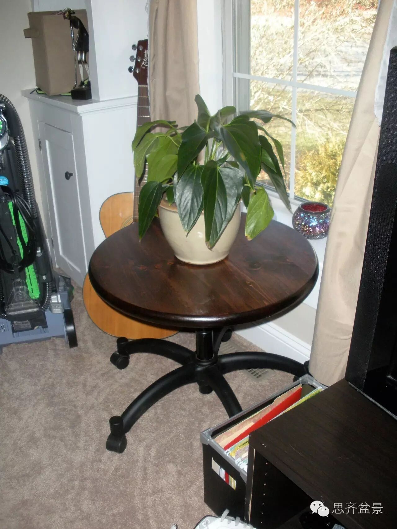 图解 怎么用家里办公椅制作盆景操作台