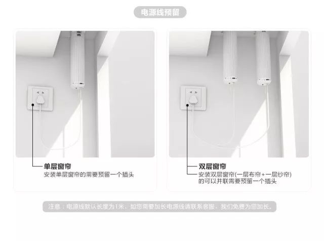 想安电动窗帘的您一定不要忘记在装修的时候留好电源位置哟