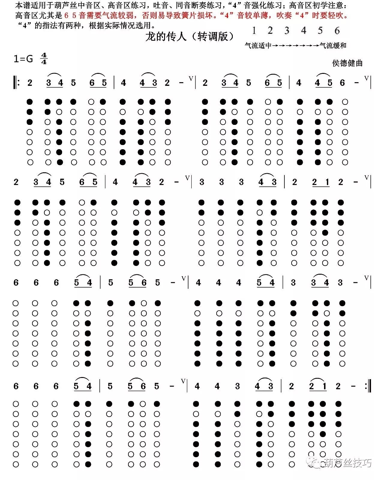 大爱无言葫芦丝初学者的福音高清指法图表