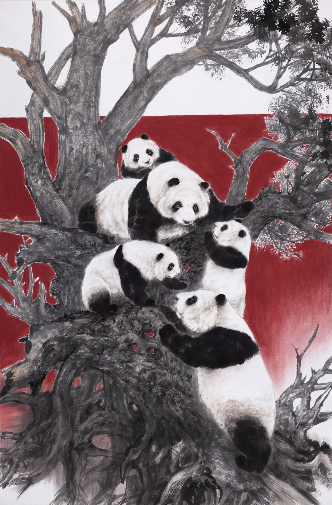 国画名家丨吴孔庭国宝大熊猫系列生于混沌世黑白尚天真