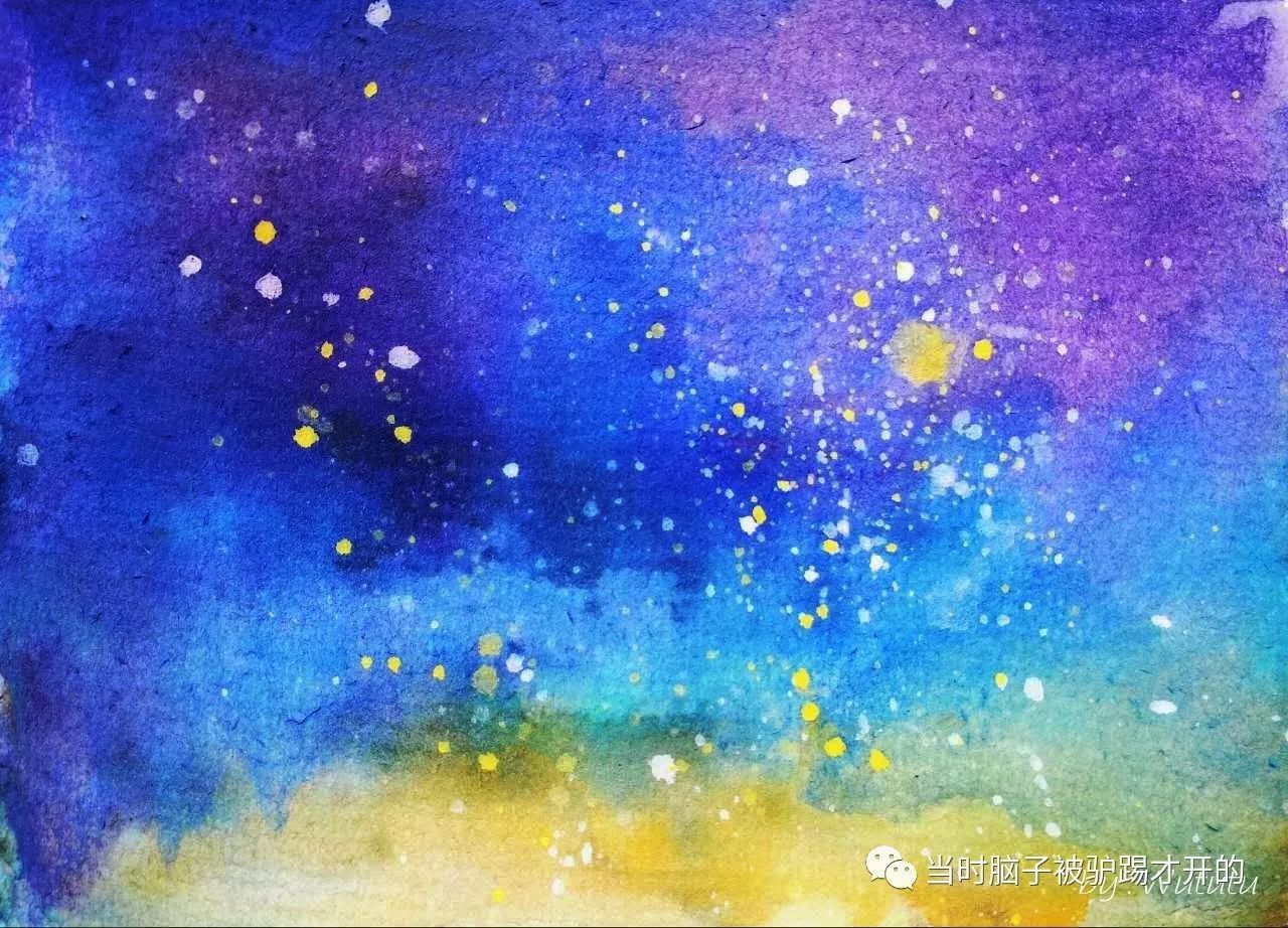 《星空》 水彩画