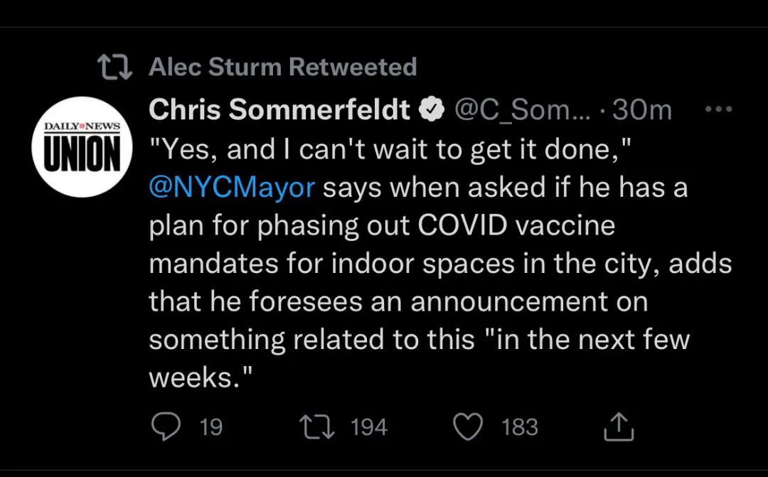 欧文赢了!纽约市长宣布取消强制疫苗措施!但他却报销了!
