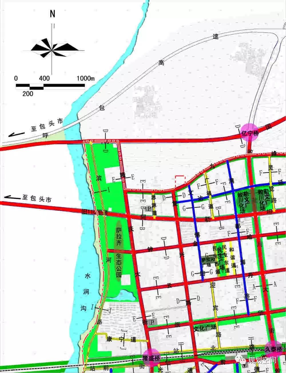 (敕勒川大街西侧,站前街北侧片区路名)