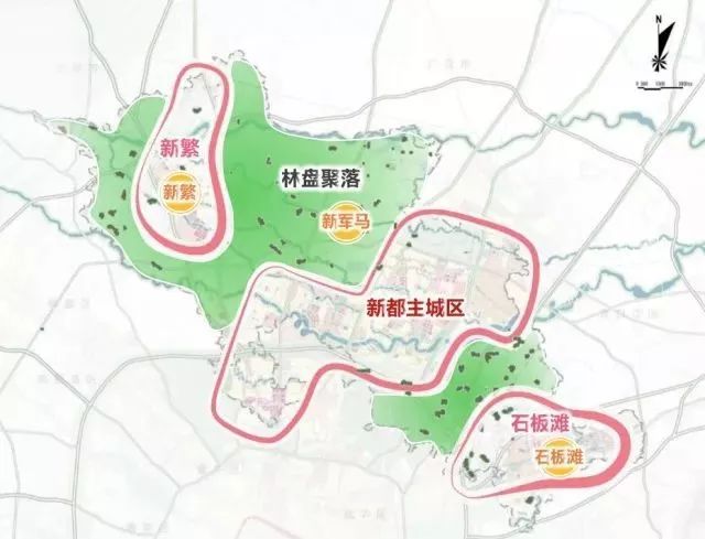 区:新都街道,三河街道,大丰街道,           斑竹园镇 3个特色镇:新繁