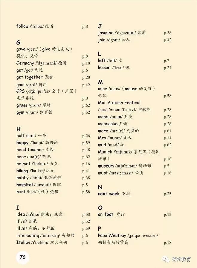 人教版小学英语六年级上册单词表