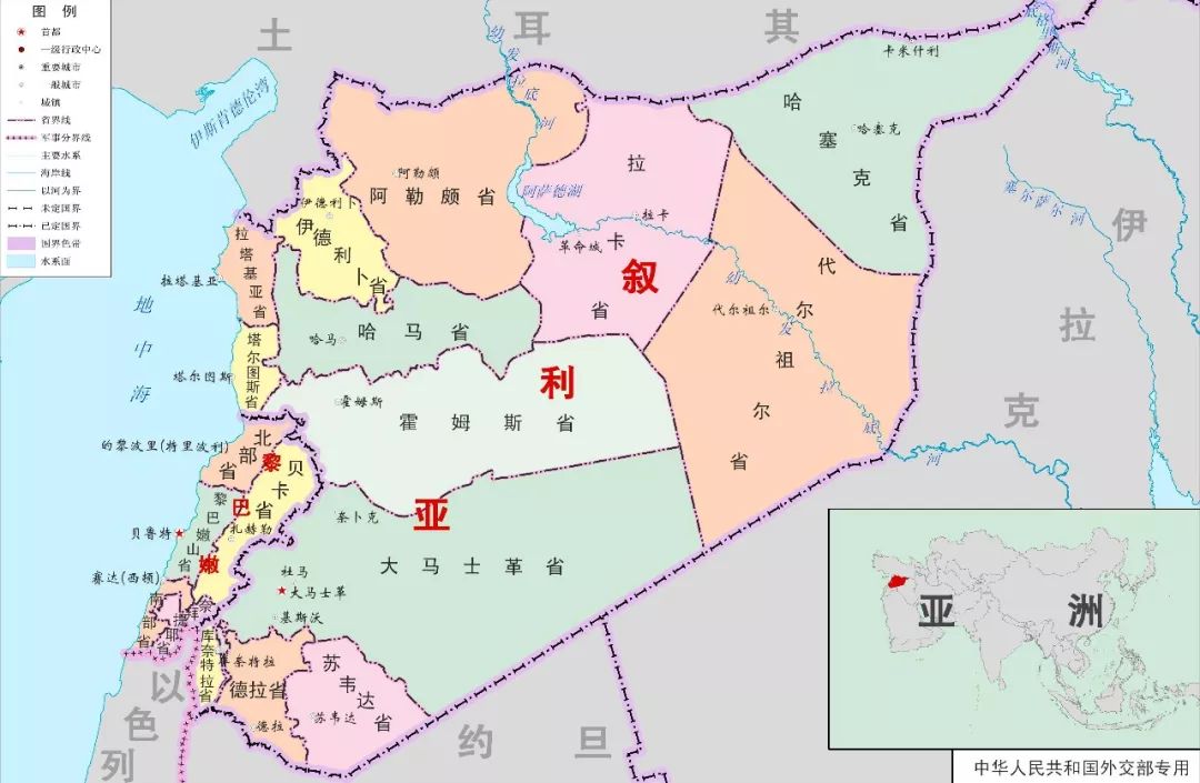 叙利亚行政地图图片