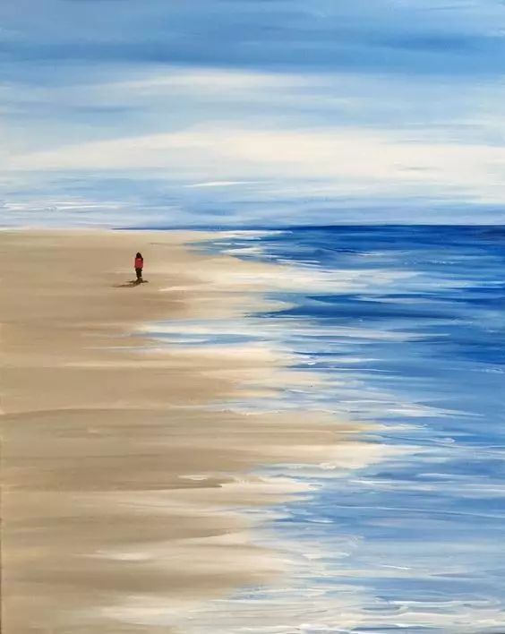 独自一人在海边散步