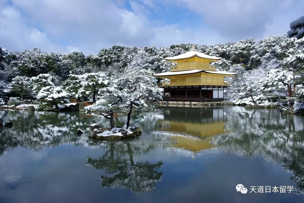 寺内主要核心建筑舍利殿的外墙全是以金箔装饰,因此得到金阁寺的昵称