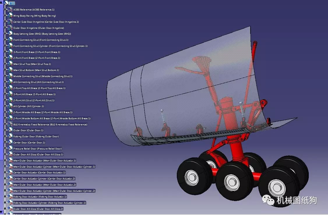 【飞行模型】a380飞机主起落架舱门3d模型图纸 catia v5 r21设计