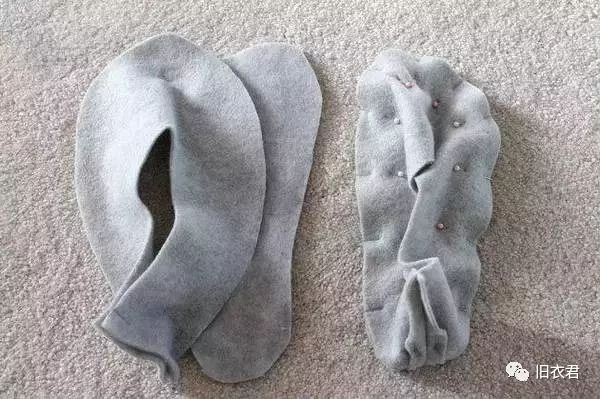 旧衣君旧衣服改造做成低帮家居拖鞋