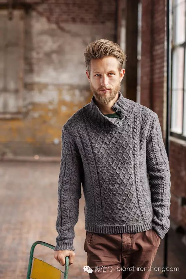 10款简单好织的男士粗棒针毛衣!(附教程)
