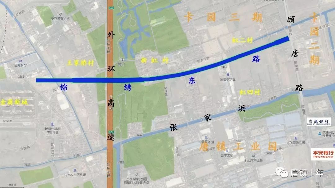 点击可放大 锦绣东路是连接浦东新区东西走向的一条重要交通通道,规划