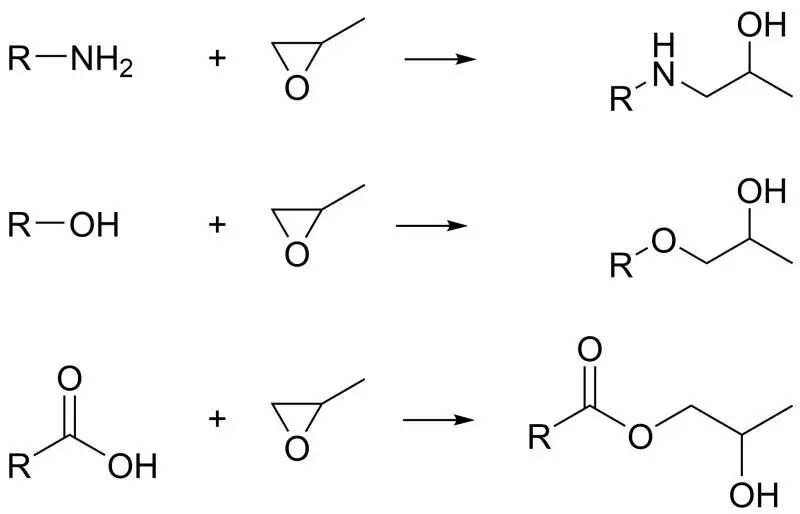 环氧基团和胺基,羧基,羟基的反应示意图