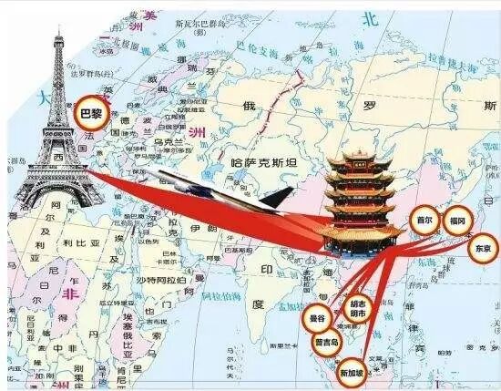 △武漢直達(dá)國(guó)際航線（不完全統(tǒng)計(jì)）