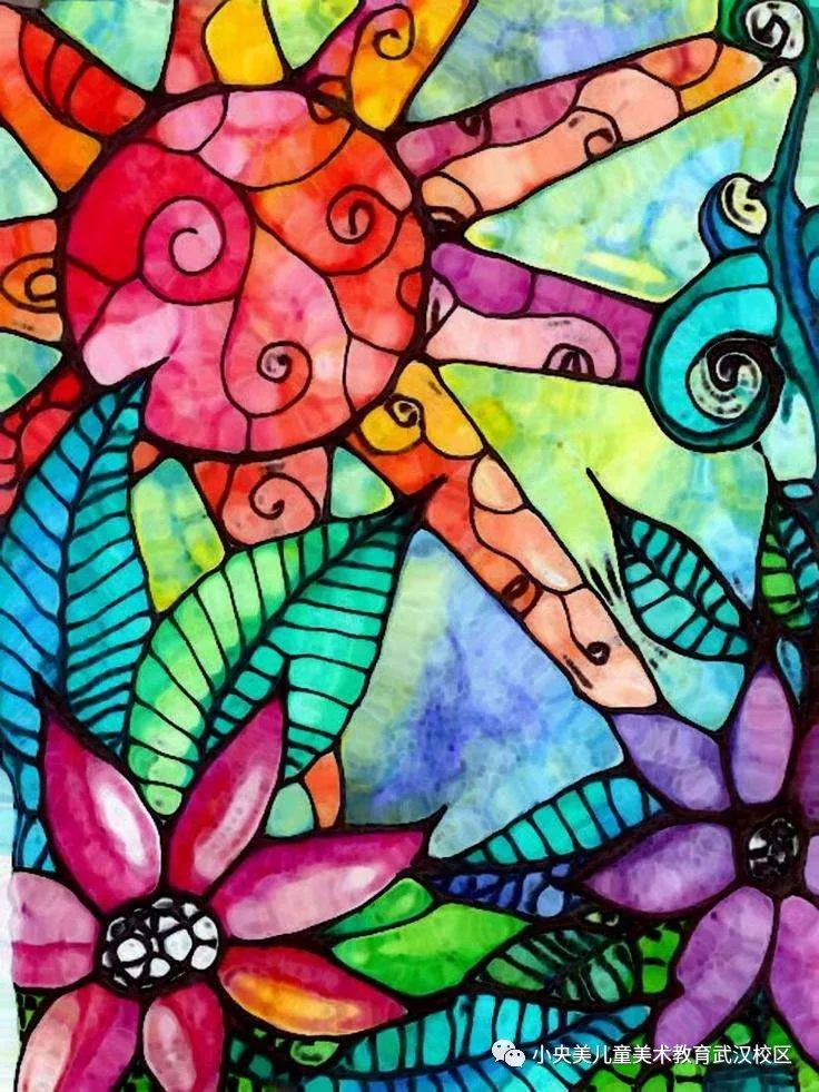 用启蒙的专业美术技法在平面画纸上的涂鸦,绘画~ 色彩构成是艺术的