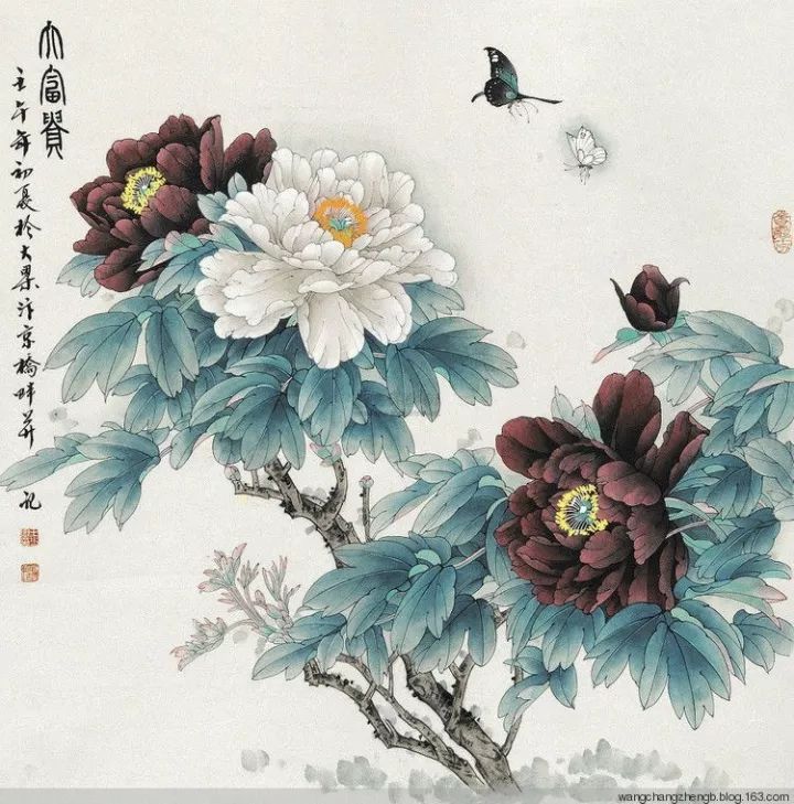 王少卿工笔画牡丹作品