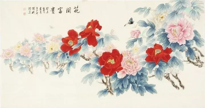 王少卿工笔画牡丹作品