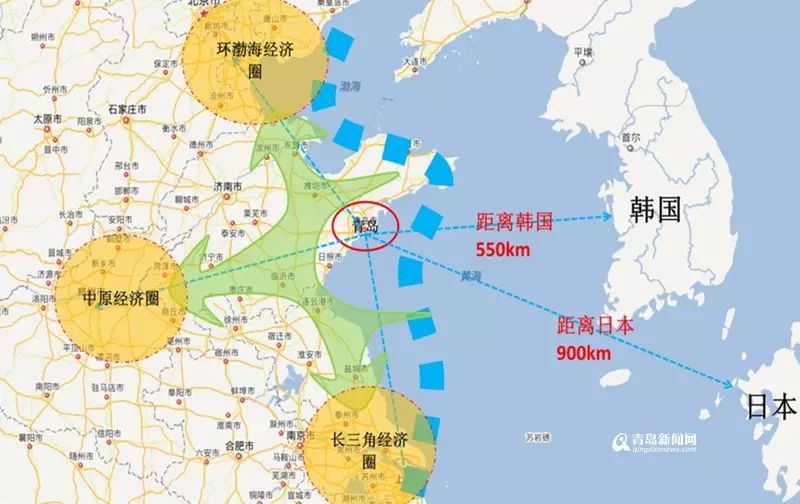 青岛胶东临空经济示范区范围示意图 其中 核心区位于胶州市域,规划