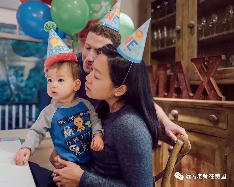 （扎克伯格夫妇为小麦克斯庆祝一岁生日）