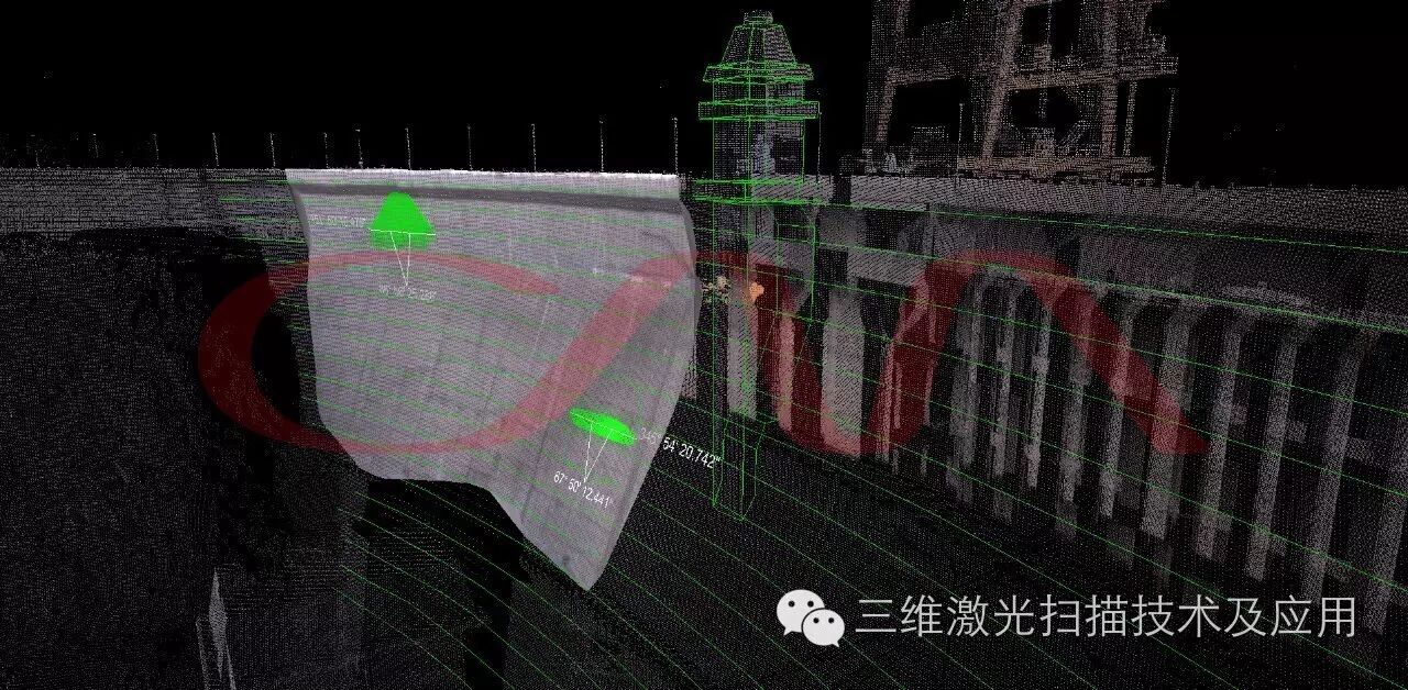 除绘制线状数字化信息外,基于细致的三维点云数据,还可以对特定设施