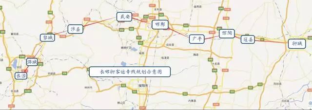 再由京广客运专线邯郸东站引出,经冀南新区,武安,涉县,至山西省黎城县