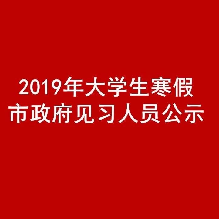 2019年大学生寒假市政府机关见习人员公示