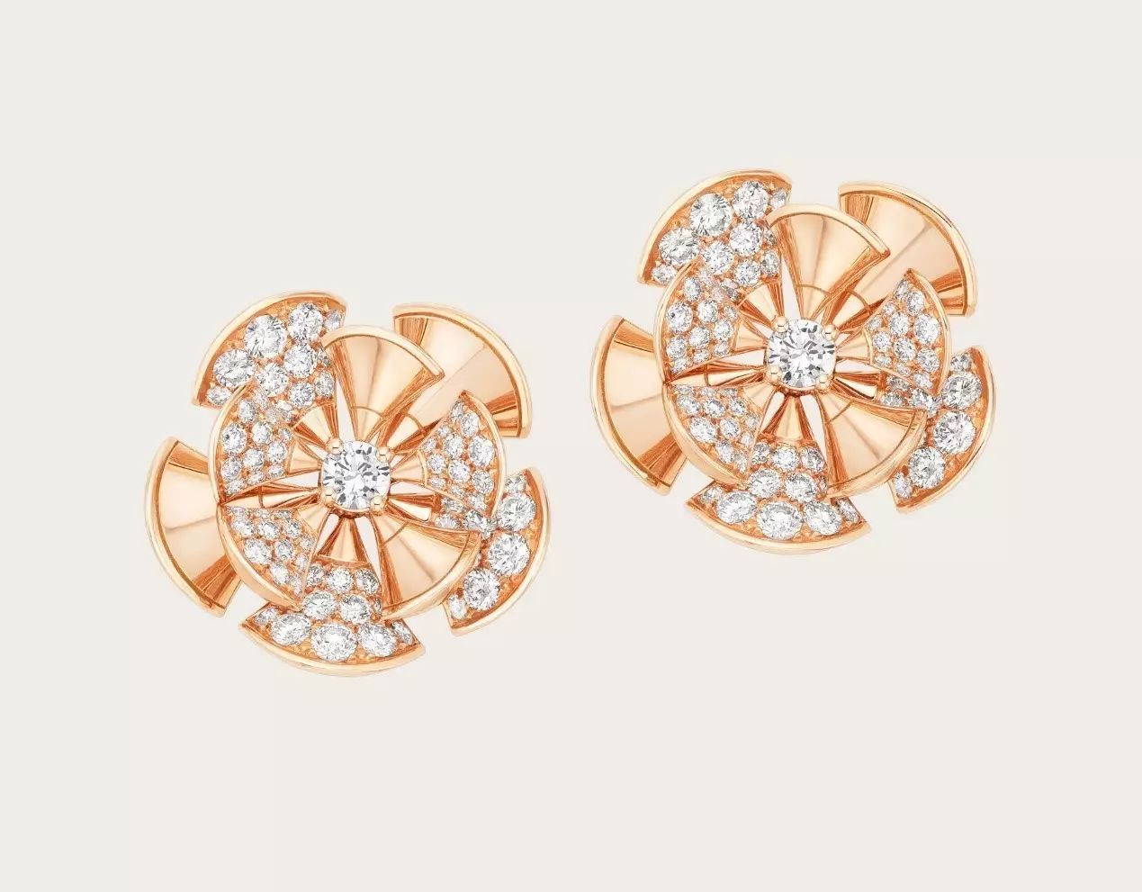 bvlgari/宝格丽 diva系列镶嵌钻石玫瑰金耳环价格 217000