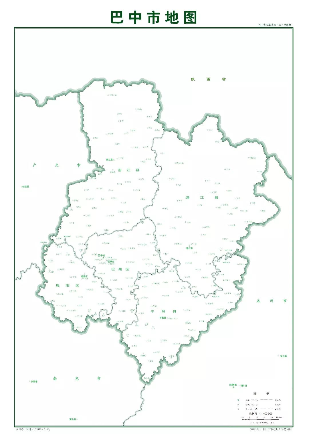 巴中市标准地图政区简图(2016年5月四川省测绘地理信息局制)图片