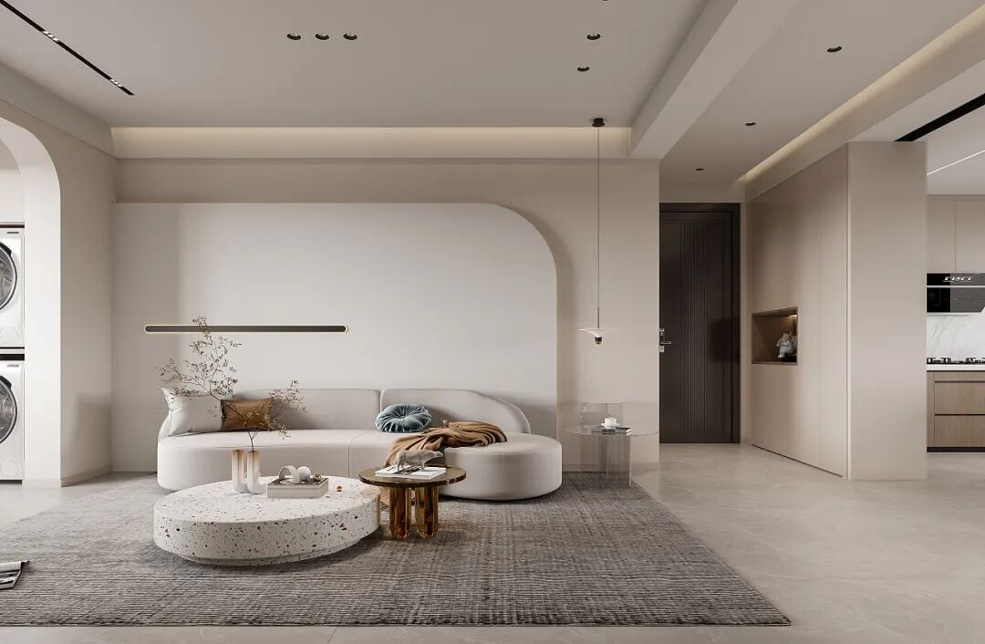 110平现代极简风，暖暖的奶茶色系装修！_2