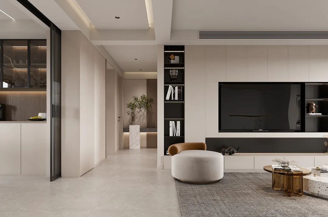 110平现代极简风，暖暖的奶茶色系装修！_3