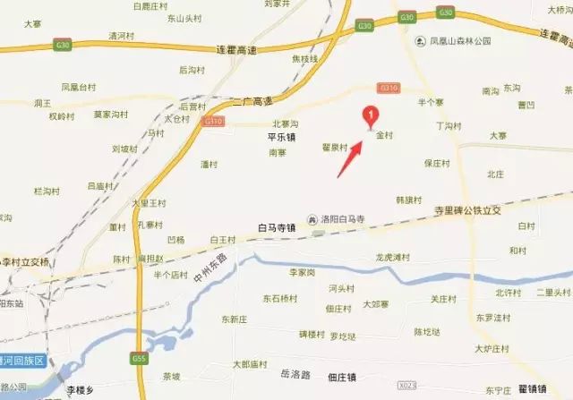 路线二:向东沿老310国道→白马寺公铁立交→向北沿金村方向即可抵达.