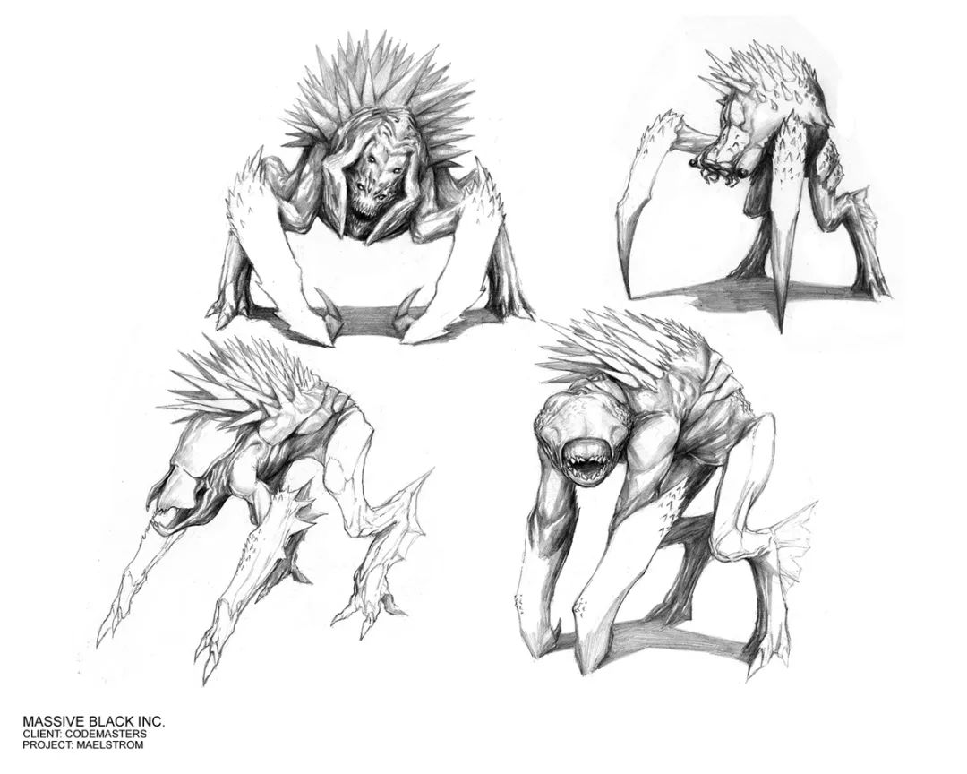素描插画-人物角色怪兽游戏线稿素材