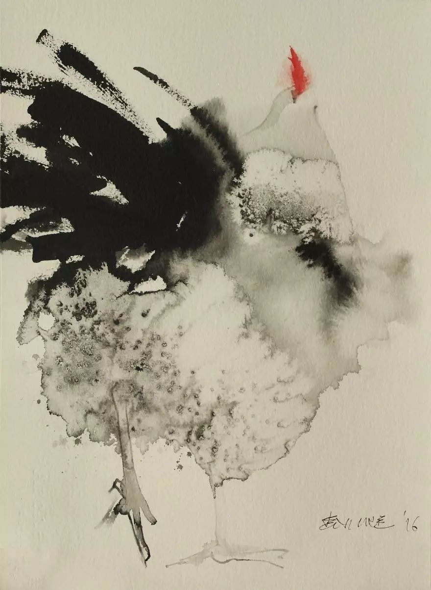"千鸡"百态,看看国外艺术家笔下的水墨画
