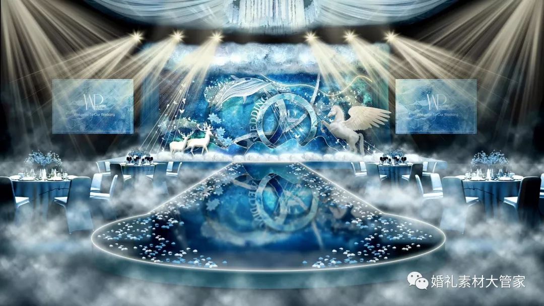 喷绘星空宝蓝色主题瀚空婚礼