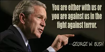 (图片来源于Quotesgram.com，版权属于原作者)你要么和我们站在一起，要么与我们为敌一