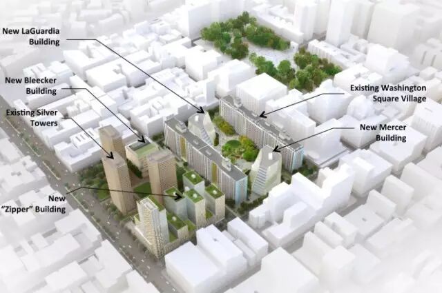 (纽约大学格林威治村改建效果图。图片来源于：newyorkpost.com，版权属于原作者)