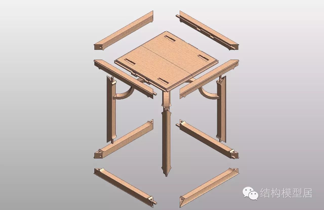 榫卯结构revit3d新明式系列1——四方凳(动画演示组装过程)