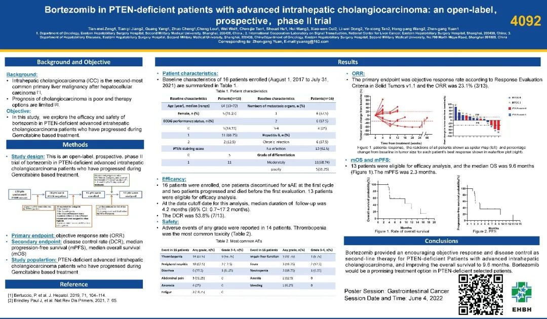 袁振刚教授硼替佐米为pten表达缺失的晚期肝内胆管癌患者增添一线曙光