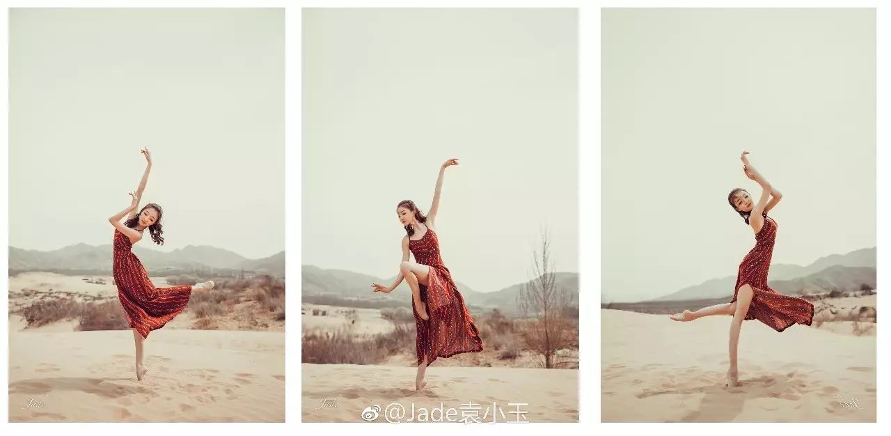 中央民族大学研究生在沙漠拍舞蹈写真，紫霞仙子下凡！