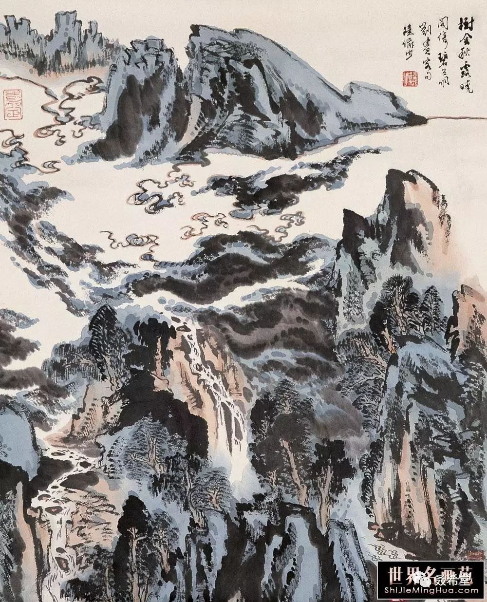 山水画大师陆俨少作画视频很好很强大