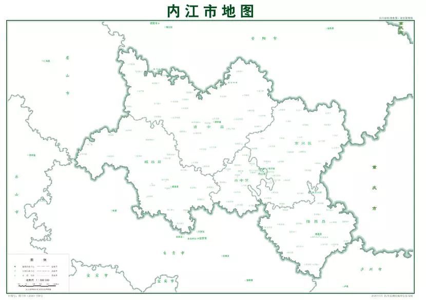 内江市标准地图政区简图(2016年5月四川省测绘地理信息局制)图片