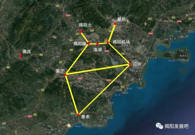 2公里),普宁-揭阳北(50公 粤东城际轨道经我市相关线路示意图