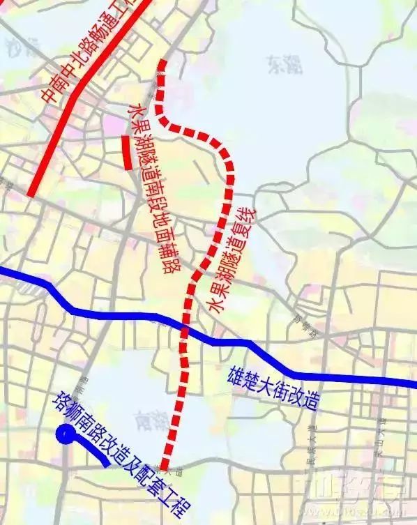 水果湖隧道复线已启动规划研究一共研究了3种线位方案,将形成一条顺江