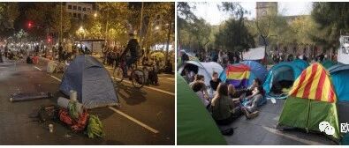 【欧浪网】万圣节扎营抗议   巴塞大学生“火烤栗子反西班牙”