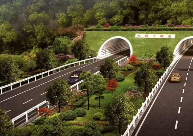 大狮子隧道,为左右线分离式隧道,按双向四车道标准设计,双线全长共计