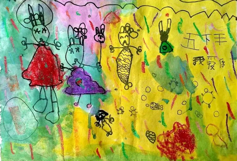 兔子和朋友们-谢嘉欣画作-宝贝计画少儿美术